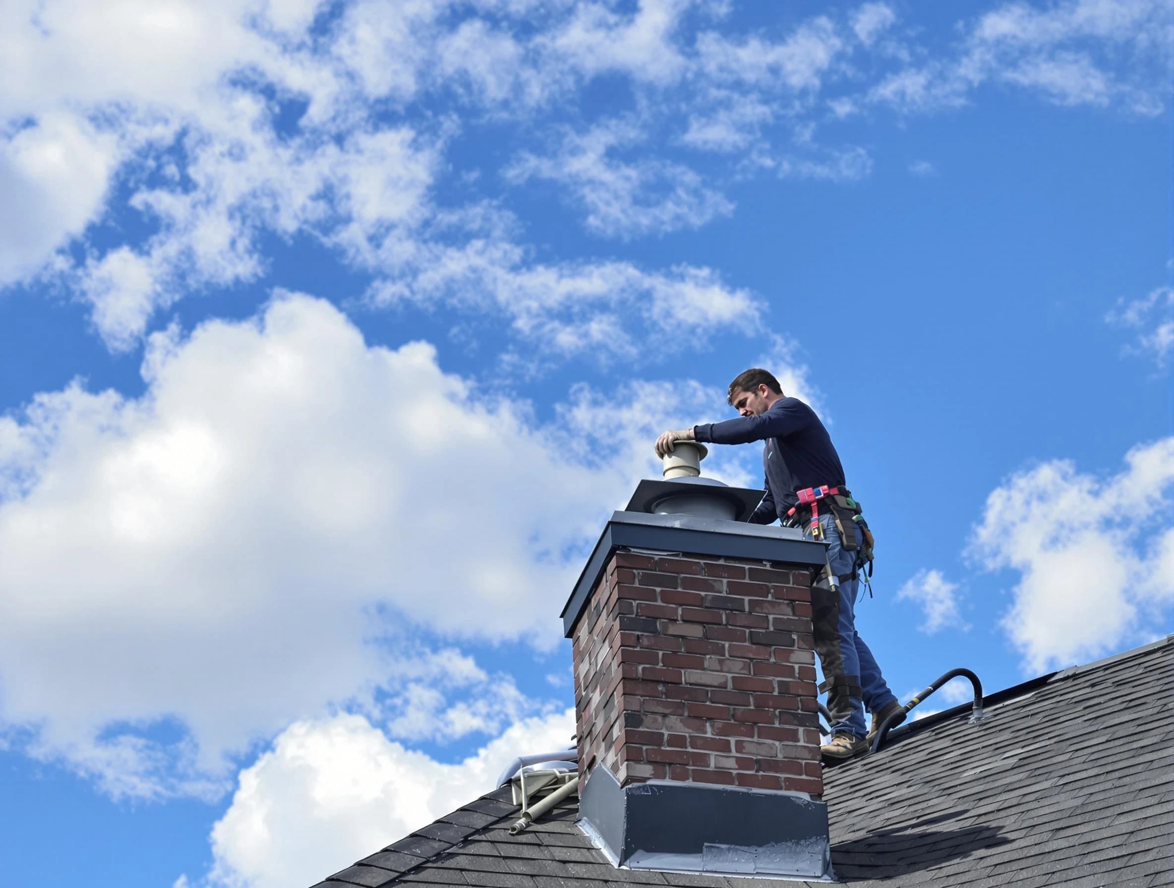 Kingfisher Chimney Sweep installing a sturdy chimney cap in Kingfisher, OK