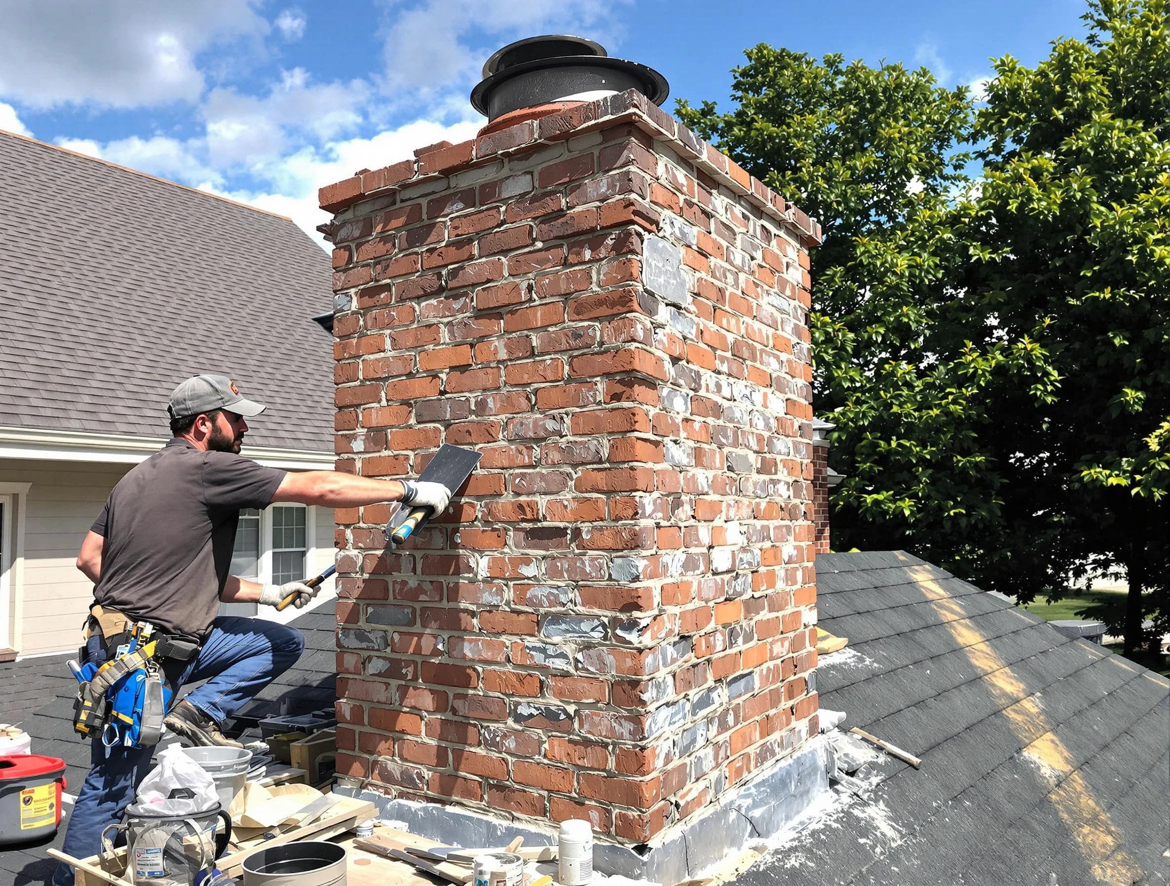 Completed chimney rebuild by Kingfisher Chimney Sweep in Kingfisher, OK