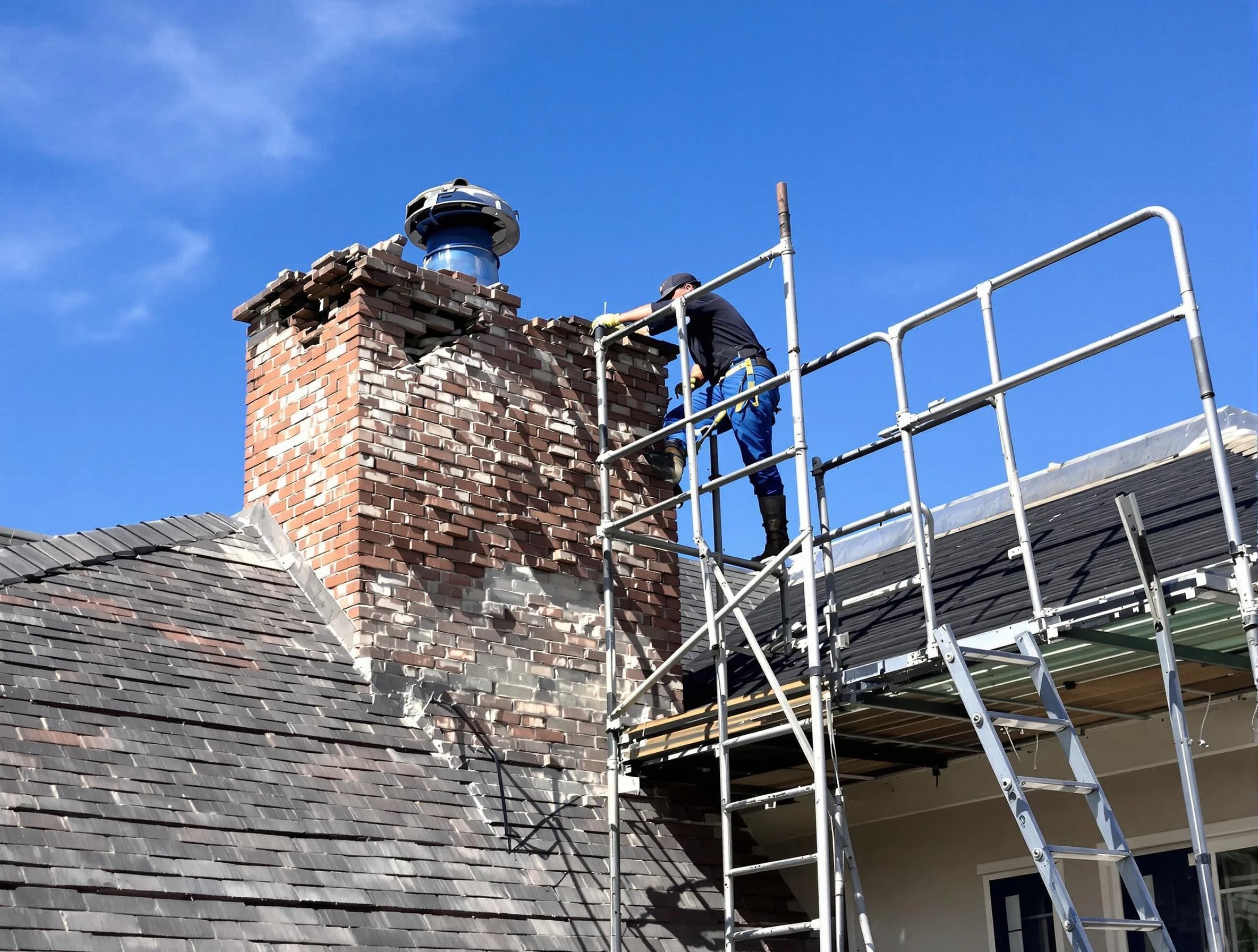 Rebuilding a chimney structure by Kingfisher Chimney Sweep in Kingfisher, OK