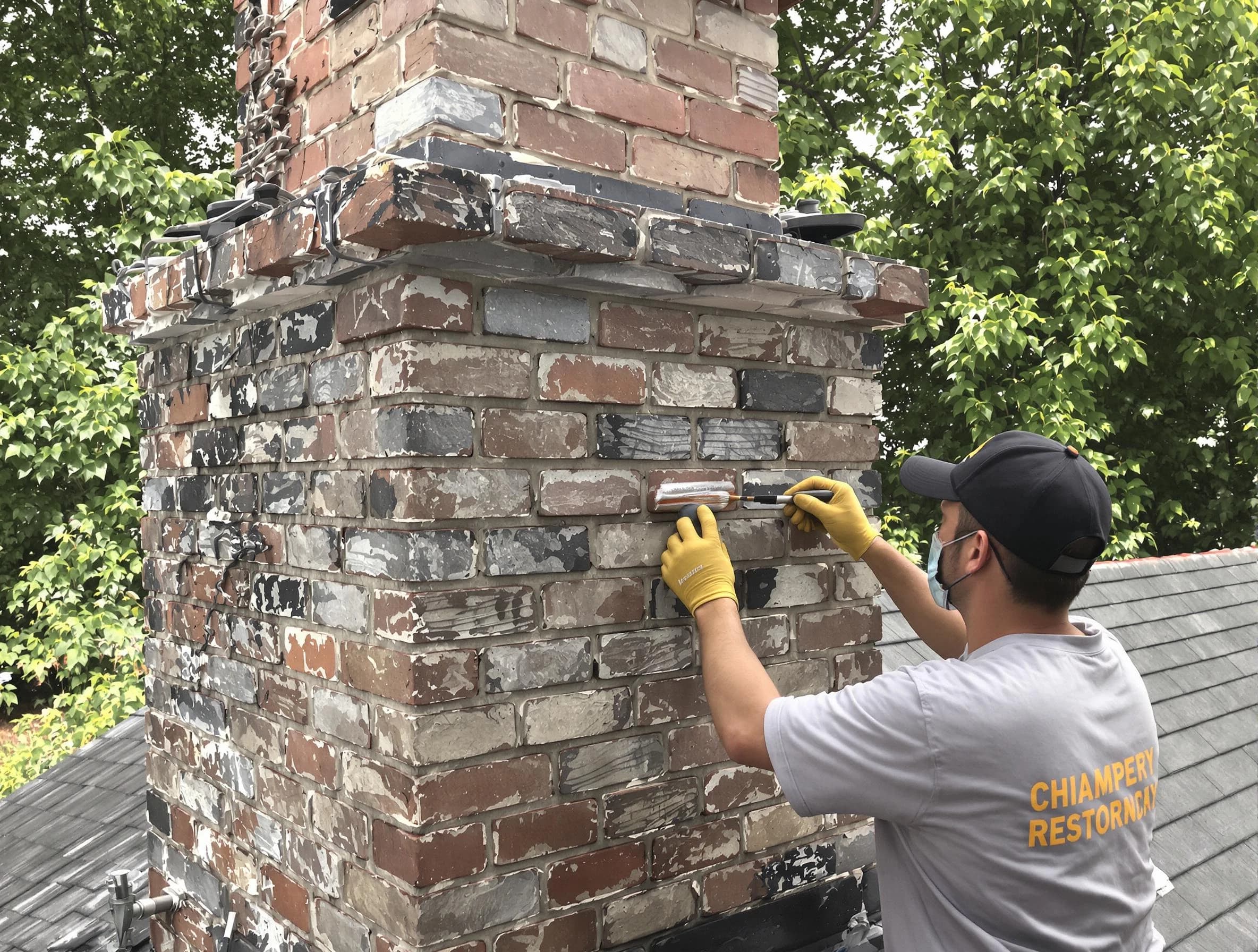 In-progress chimney restoration by Kingfisher Chimney Sweep in Kingfisher, OK