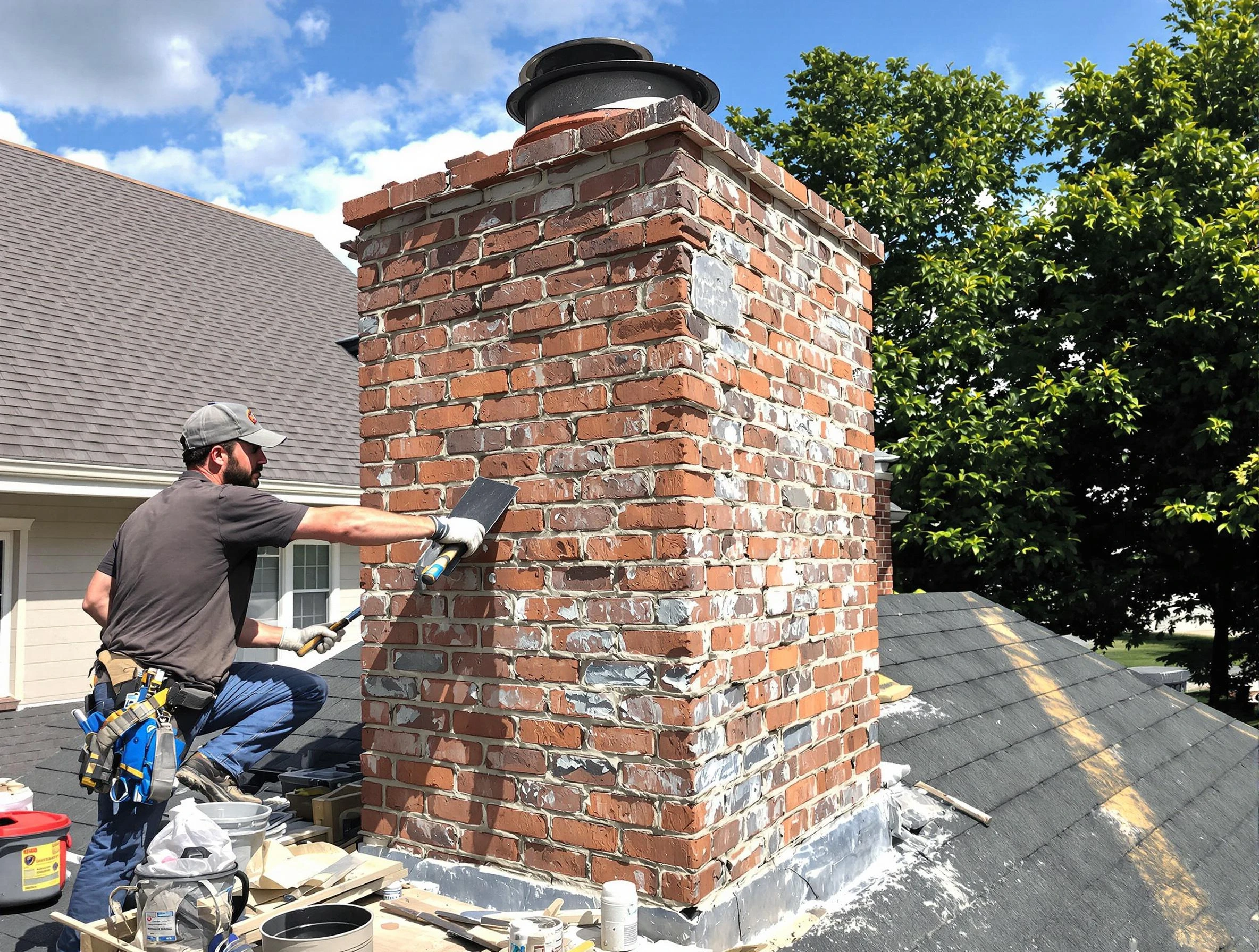 Completed chimney rebuild by Kingfisher Chimney Sweep in Kingfisher, OK